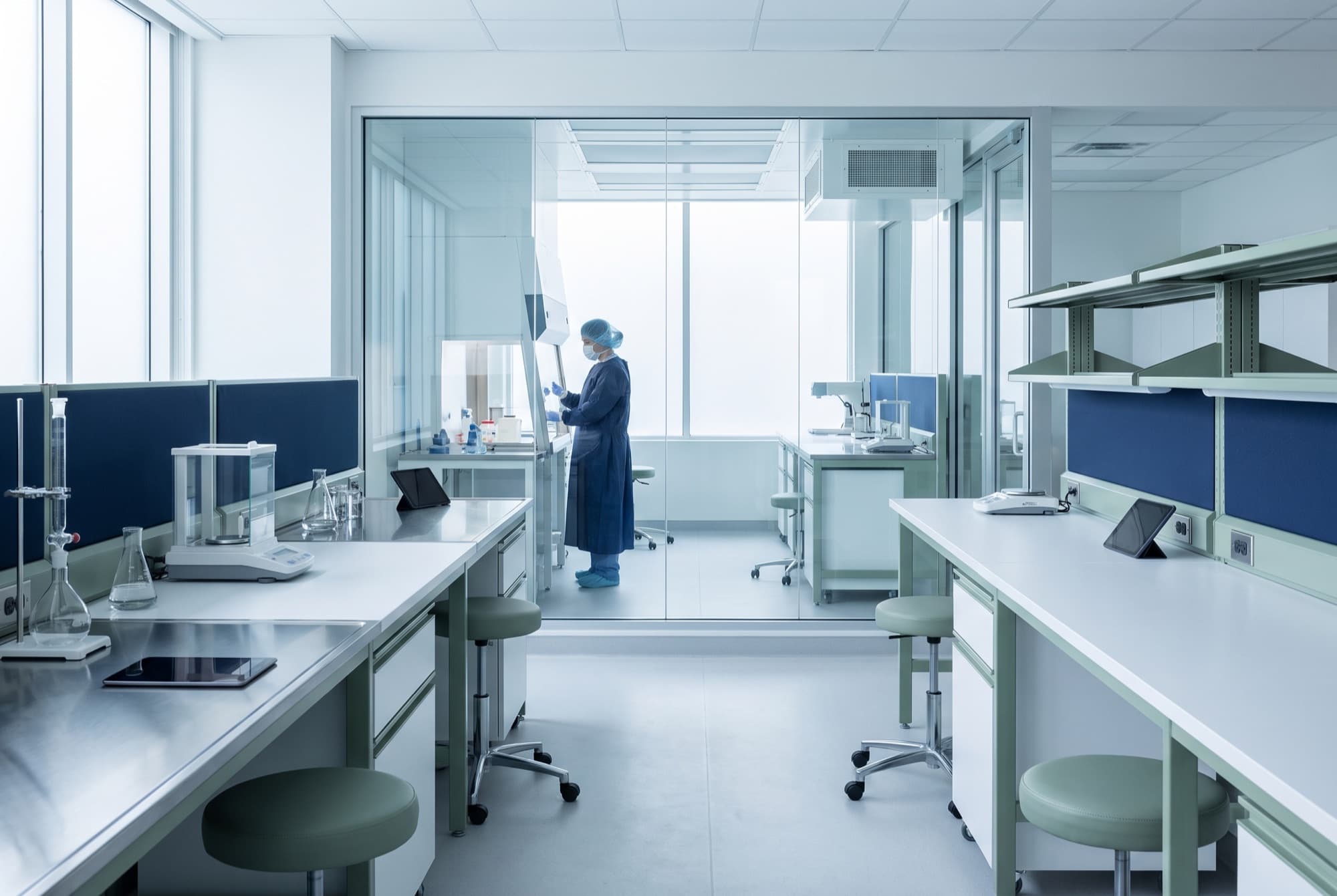 Interior of AlleReach's 503A compounding lab, where allergy solutions are prepared before shipping to practices.